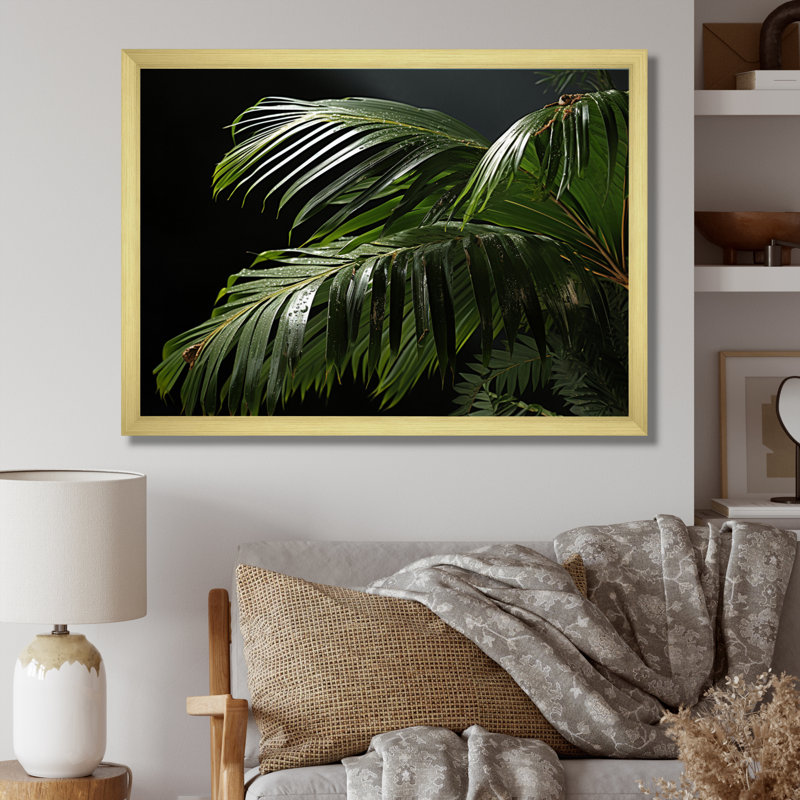 «Palm Trees Symphony IV», reproduction sur toile, H 34 po x l 44 po x P 1,5 po, Encadrement doré