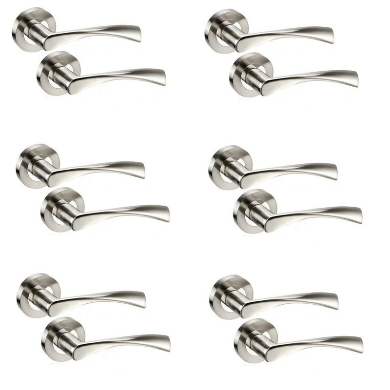  6 Pair Astrid Design Door Handles on Rose in Dual Finish