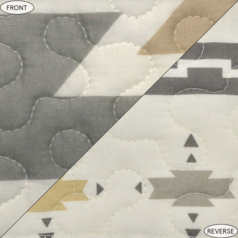Desert Sage Gray and Tan Cotton Reversible Full Quilt Set