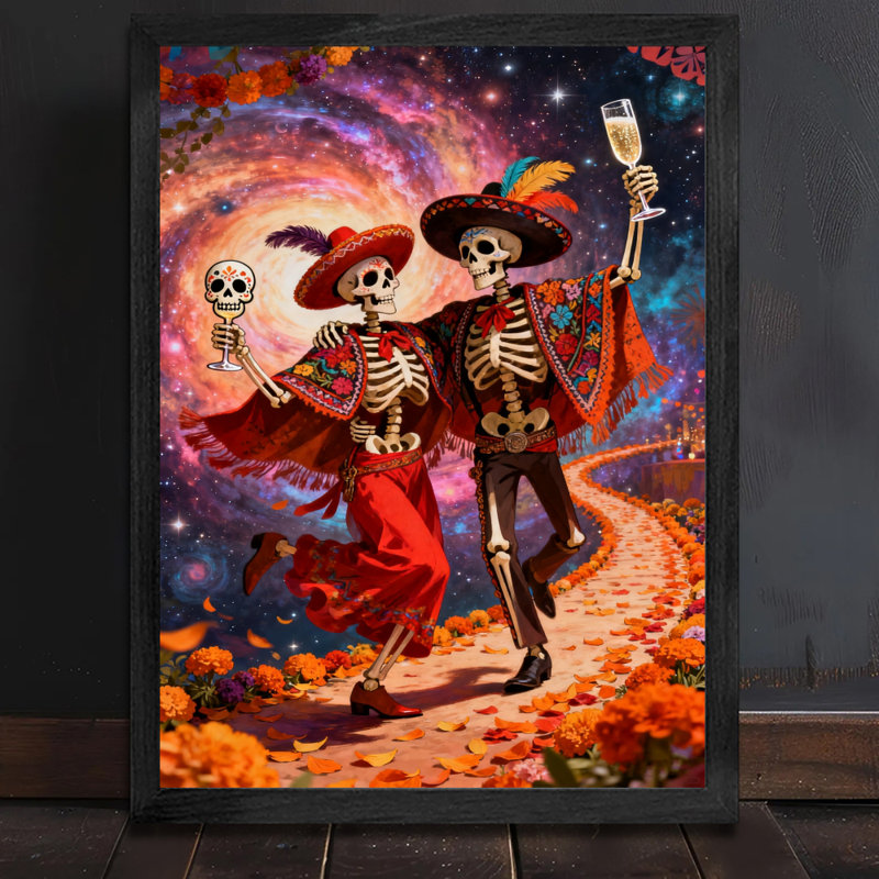 Reproduction d'art encadrée noire, "Love for life and magnanimity envers la mort", H 11 po x l 9 po