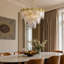 Lustre en verre doré de luxe 9 lumières 24 po à hauteur réglable pour salle à manger de vestibule