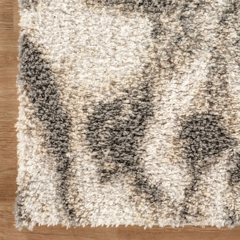 Nova Beige & Gray Abstract Shag Modern Rug, Beige/Gray, 10'0" x 14'0"