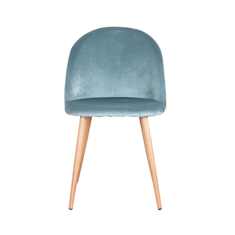 Mccaleb 43cm H Velvet Upholstered Metal Side Chair, Light Blue