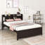 Wood Platform Bed with Trundle and Bookcase-87937150-87937153