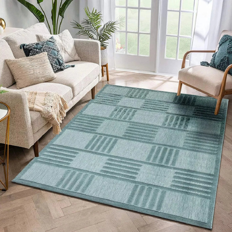 Chevron Machine Tufted Indoor / Outdoor Area Rug, Runner 60 x 220 cm, Emeralad