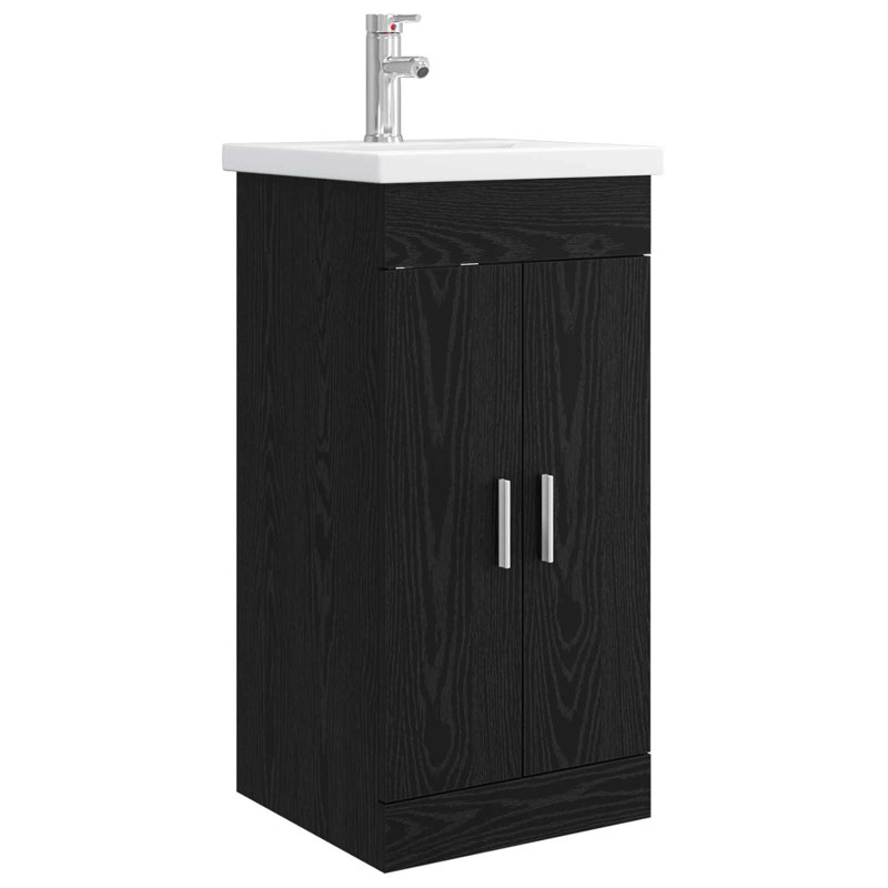 Single Bathroom Vanity with Ceramic Basin, Black
