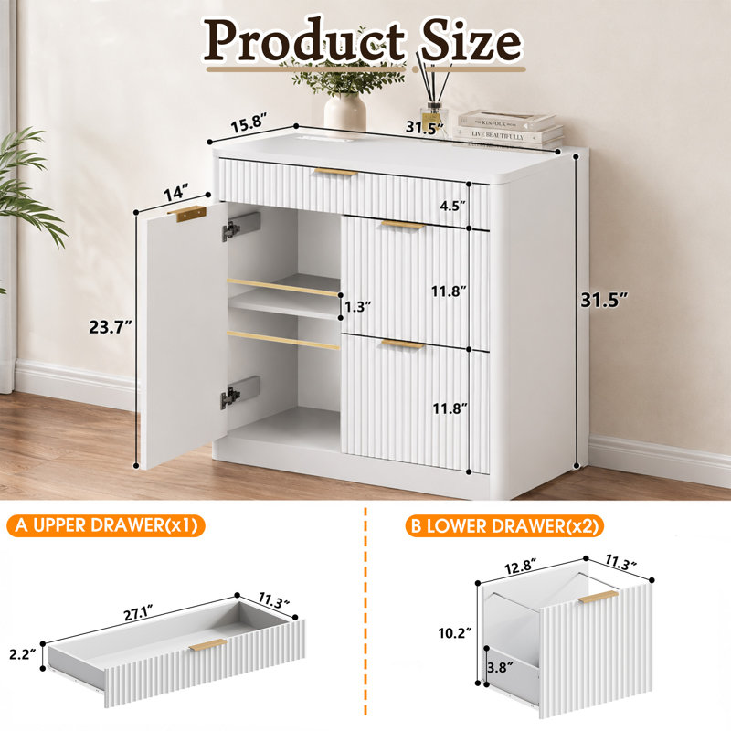 Classeur autoportant pour bureau personnel avec station de charge intégrée, tiroirs et tablettes réglables