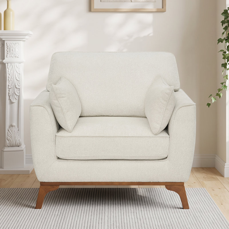 Chaise d'appoint moderne avec pieds en bois massif pour le salon et la chambre à coucher, Beige