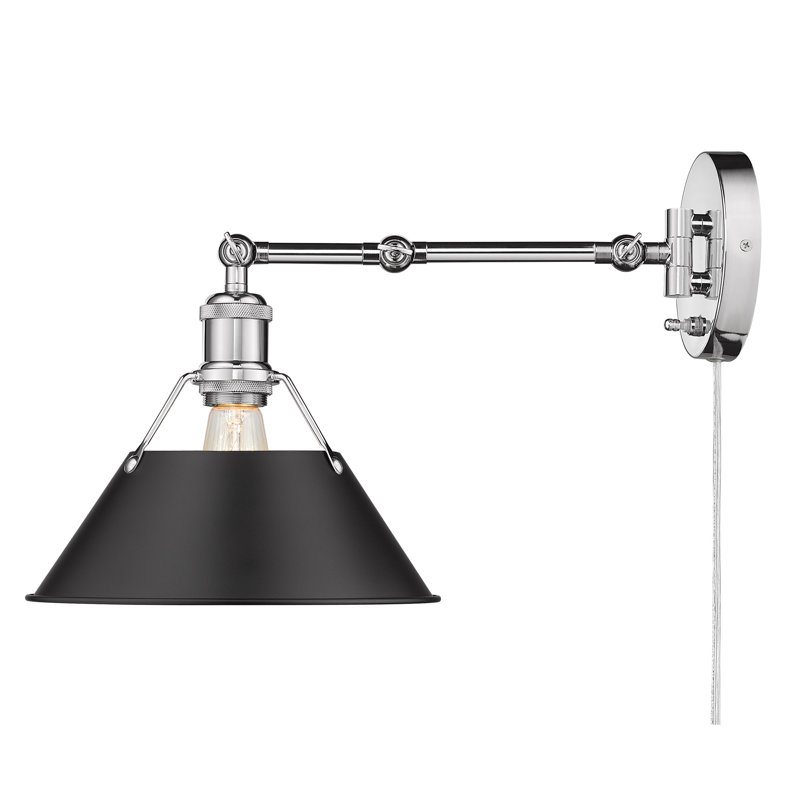 Orwell Chrome and Matte Black Adjustable Swing Arm Sconce