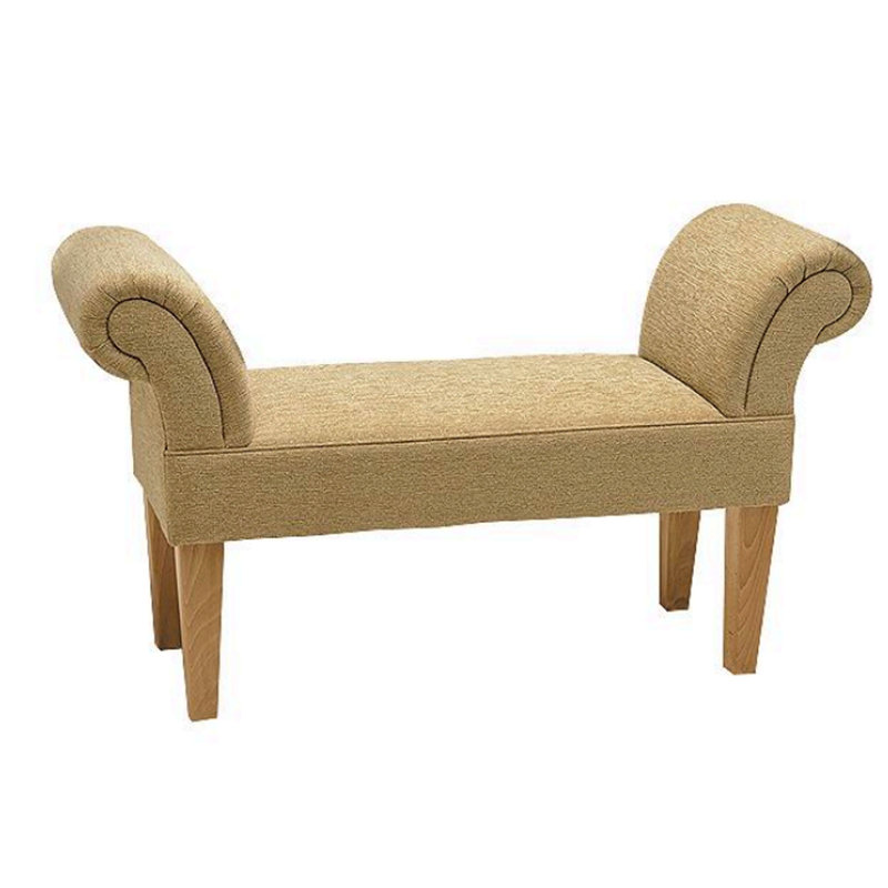 Fallston Polyester Upholstered Bench, Mahogany, Turin Fushia