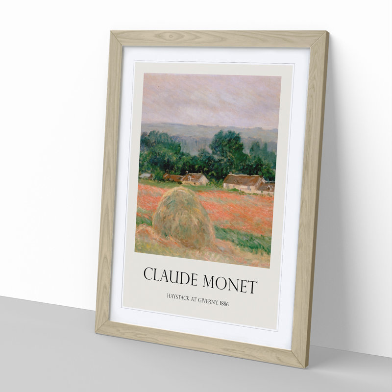 Haystack at Giverny by Claude Monet - Picture Frame Painting, Oak Framed, 65cm H x 48cm W x 2cm D