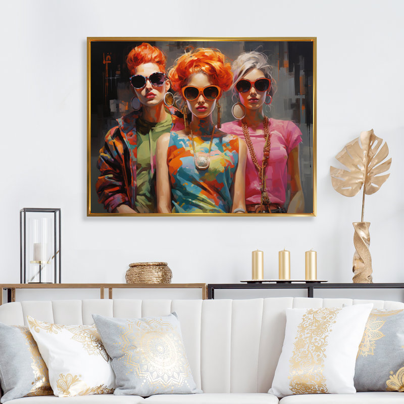 «Italian Fashion Retro Revival II», reproduction sur toile, H 30 po x l 40 po x P 1,5 po, Cadre flottant doré