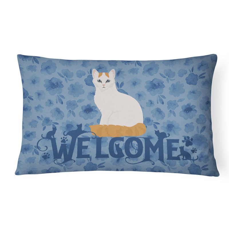  Coussin d'extérieur rectangulaire avec rembourrage Turkish Van Cat Welcome