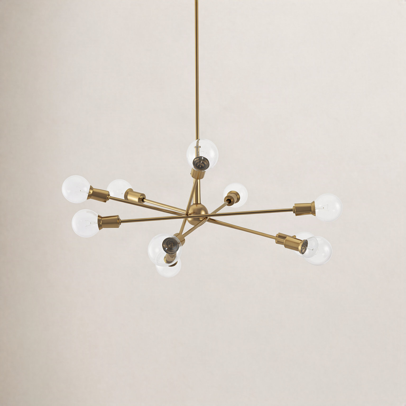 Kyla 10 - Light Dimmable Sputnik Chandelier, Natural Brass