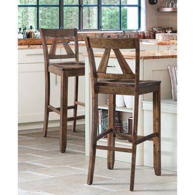 Acacia Solid Wood Counter Stool with Solid Wood Frame