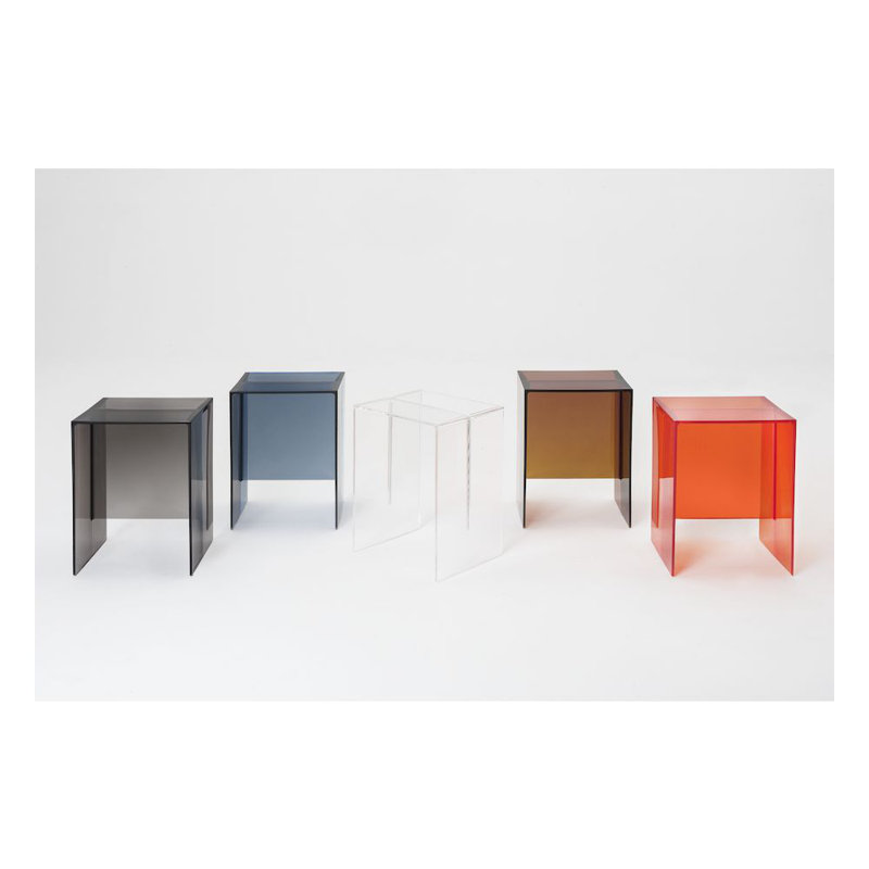 Kartell Glass End Table, Tangerine Orange