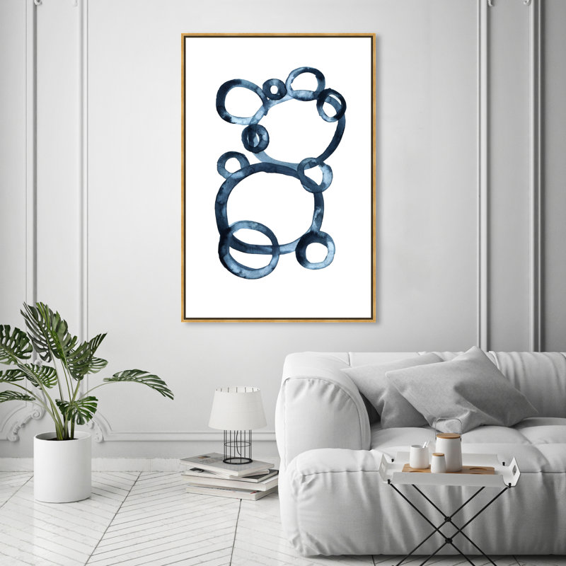 Modern Single Line Geometric Bear Print, Gold Framed, 54" H x 36" W