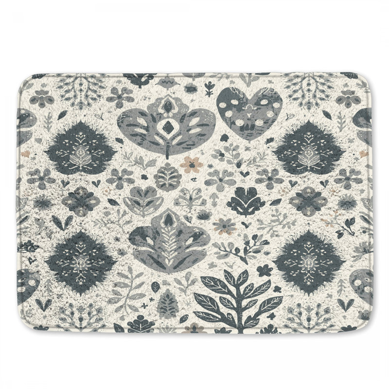 Tapis de bain à motif floral, L 34 po x L 21 po