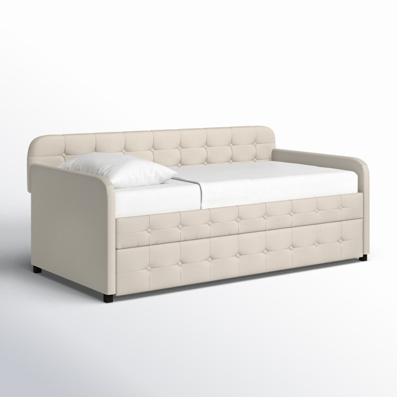 Lit de jour simple avec couchette Seraphine, Lin beige