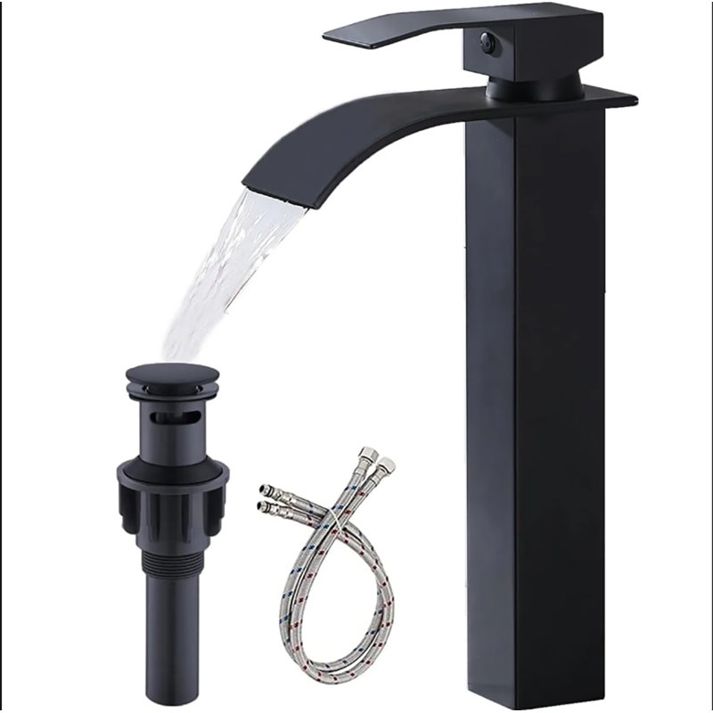 Robinet de salle de bain vasque un trou noir mat