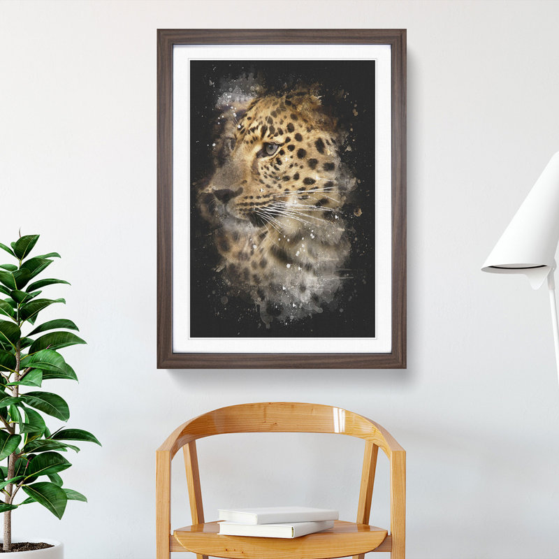 Leopard Vol.1 - Picture Frame Graphic Art, Walnut Framed, 65cm H x 48cm W x 2cm D