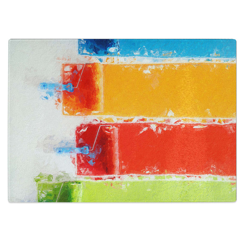 Tempered Glass Paint Rolling Chopping Board, 39 cm W x 28.5 cm L