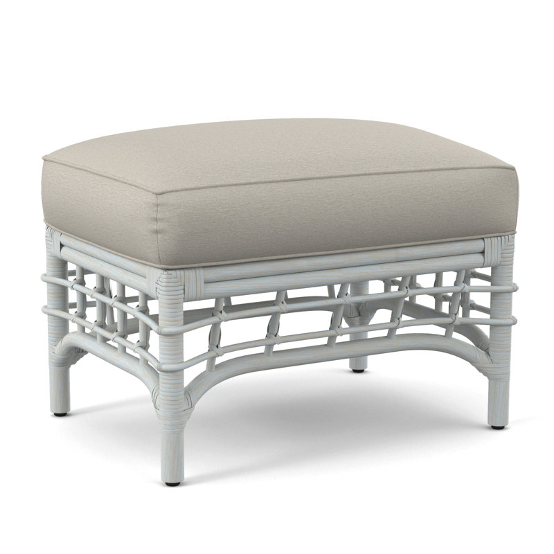 Luca Upholstered Ottoman, Bisque, White Performance Fabric; 0851-94