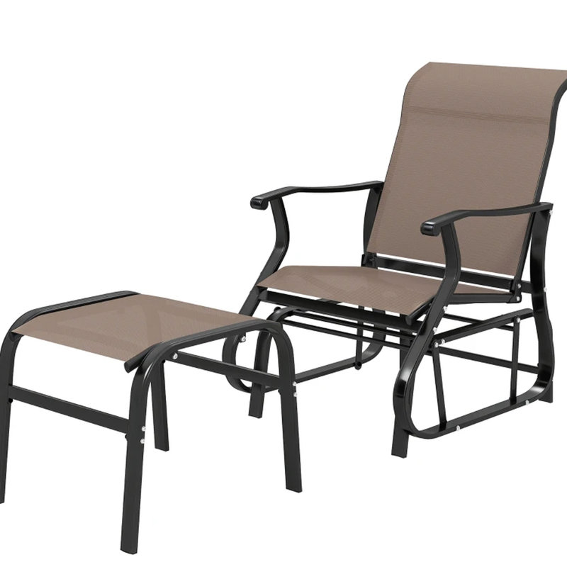 Fauteuil coulissant d'extérieur - siège de 22 po de largeur, dossier haut de 24,4 po, hauteur du dossier en maille respirante et multifonctionnelle, siège, filet, acier rouillé