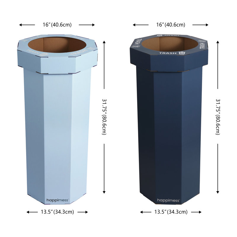 Poubelle et poubelle de recyclage en carton ondulé jetable classique classique 25 gallons Fleur (ensemble de 2)