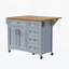 52'' Kitchen Island With Drop Leaf, Embossed Texture Kitchen Island On Wheels With Spice Rack, Towel Rack, 2 Doors And 5 Drawers-1221457664