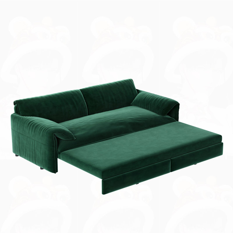 Causeuse-lit en velours multifonctionnel, Vert