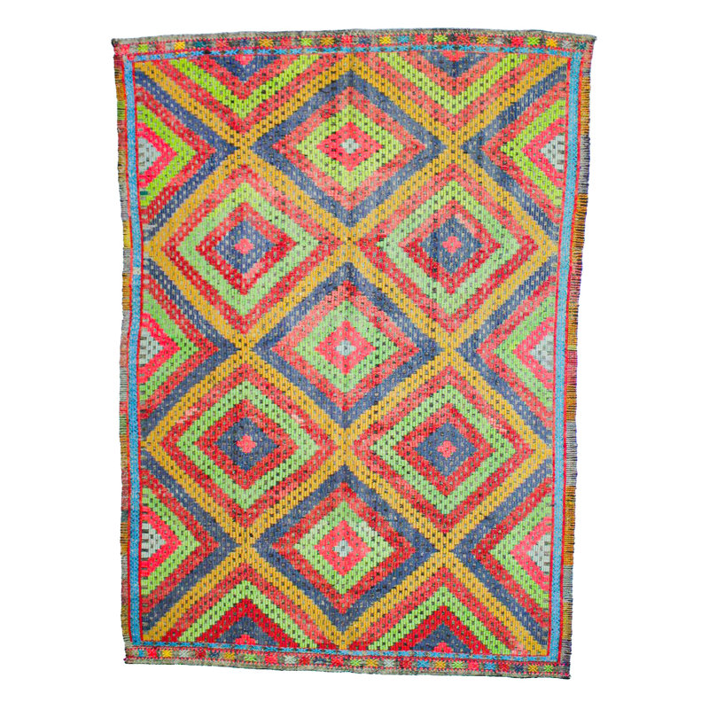 Tapis tribal anatolien rétro fait à la main 6 pi 3 po x 8 pi 11 po One-of-a-Kind