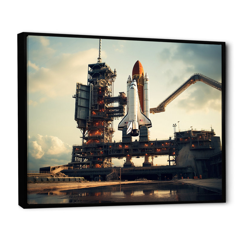 Space Shuttle Launch IV - Space Shuttle Canvas Prints, H 34 po x l 44 po x P 1,5 po, Cadre flottant noir