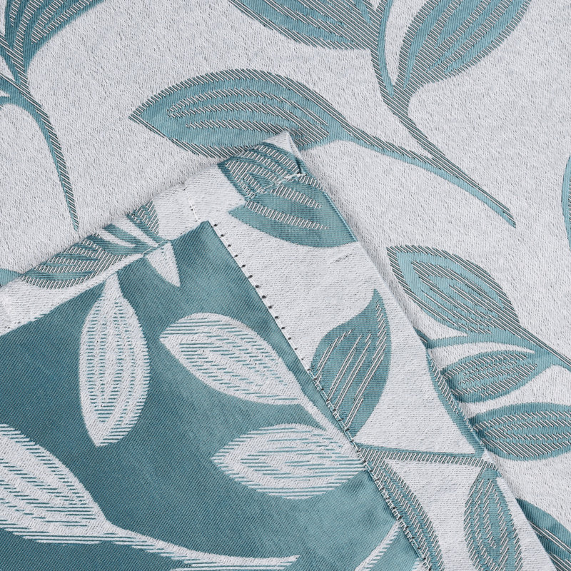  Modern Bohemian Leaves Pattern 100% Polyester Machine Washable Room Darkening Blackout Curtains, 36" W x 84" L, Teal