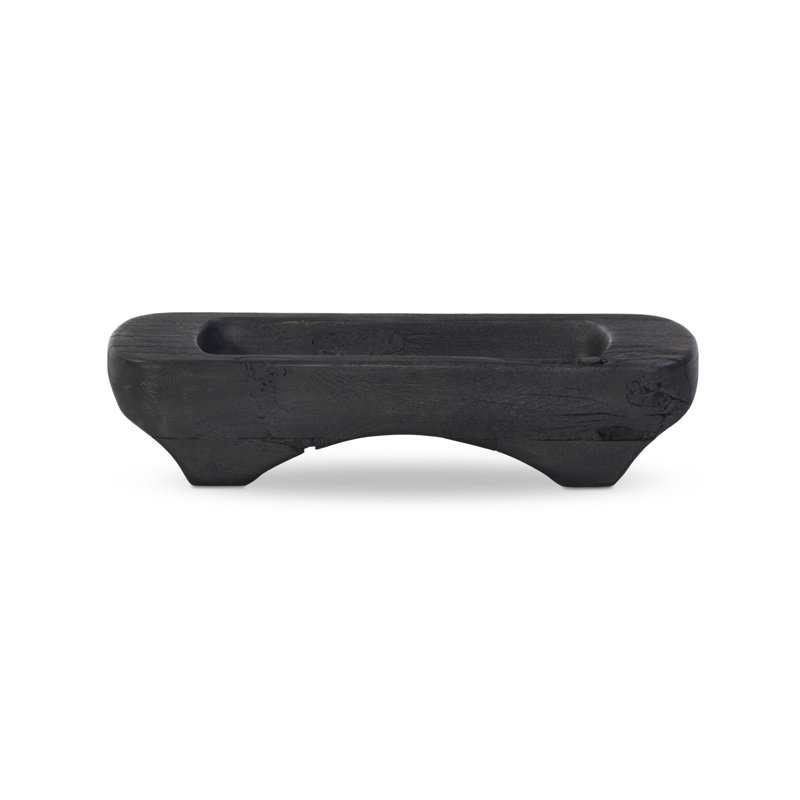 Silla Solid Wood Decorative Bowl, Distressed Black Sal
