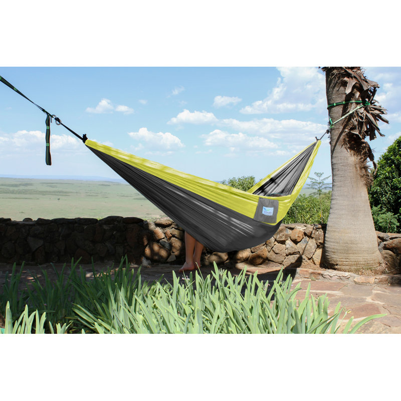 Hamac de camping double Kylee Parachute, Double, Gris/jaune