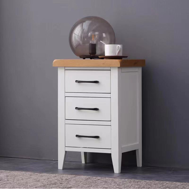 Aleksandras 38cm W Solid Wood Bedside Table, White
