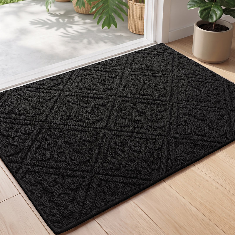 Paillasson intérieur antidérapant, L 36 po x L 60 po, Gris foncé