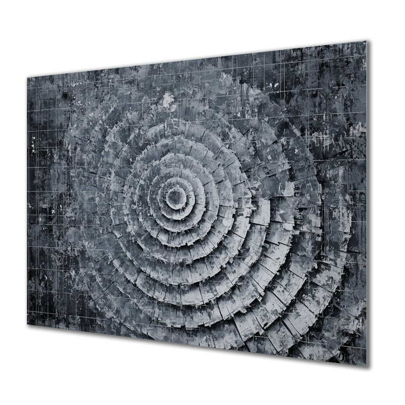 «Gray Horizon Spiral Maze - Fractal», impression métallique moderne, H 12 po x l 20 po x P 0,84 po