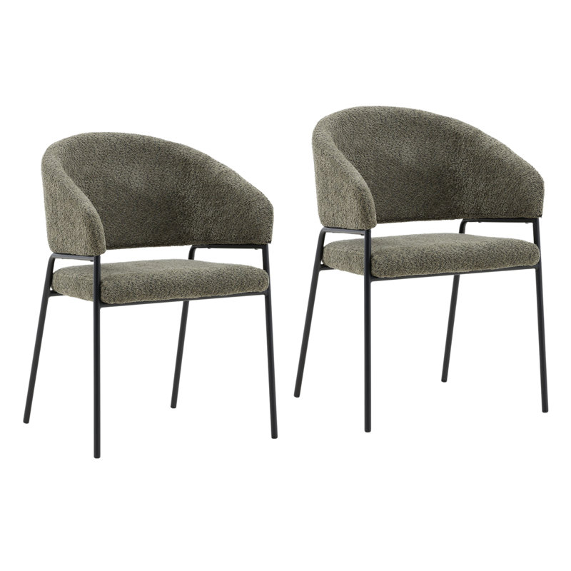 Chaise rembourrée Cathey, Tissu olive