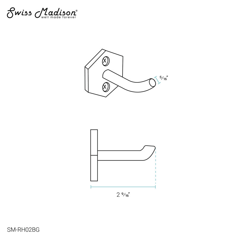 Swiss Madison Brusque J-Hook Robe/Towel Hook In Brushed Gold SM-RH02BG - The Home Depot