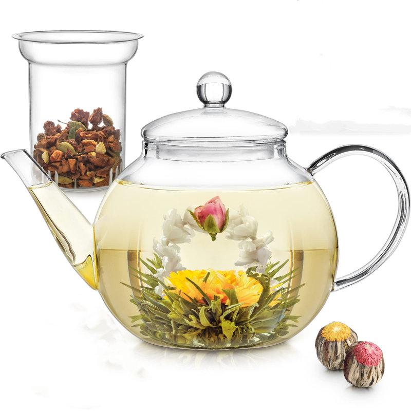 Théière en verre Teabloom pour cuisinière et micro-ondes
