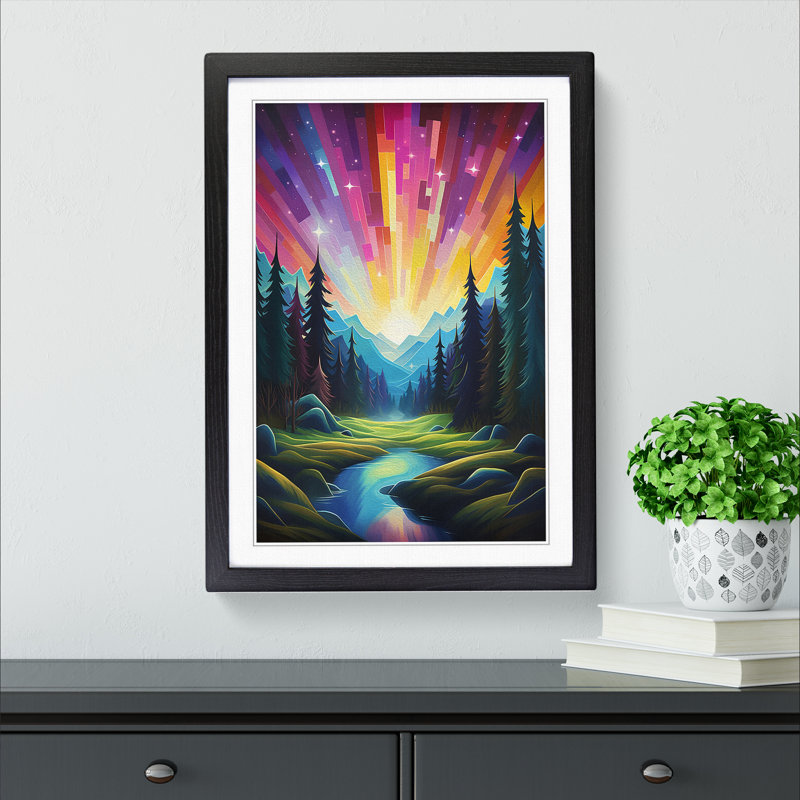 Single Picture Frame Print on Wood, 64cm H x 46cm W, Black Framed
