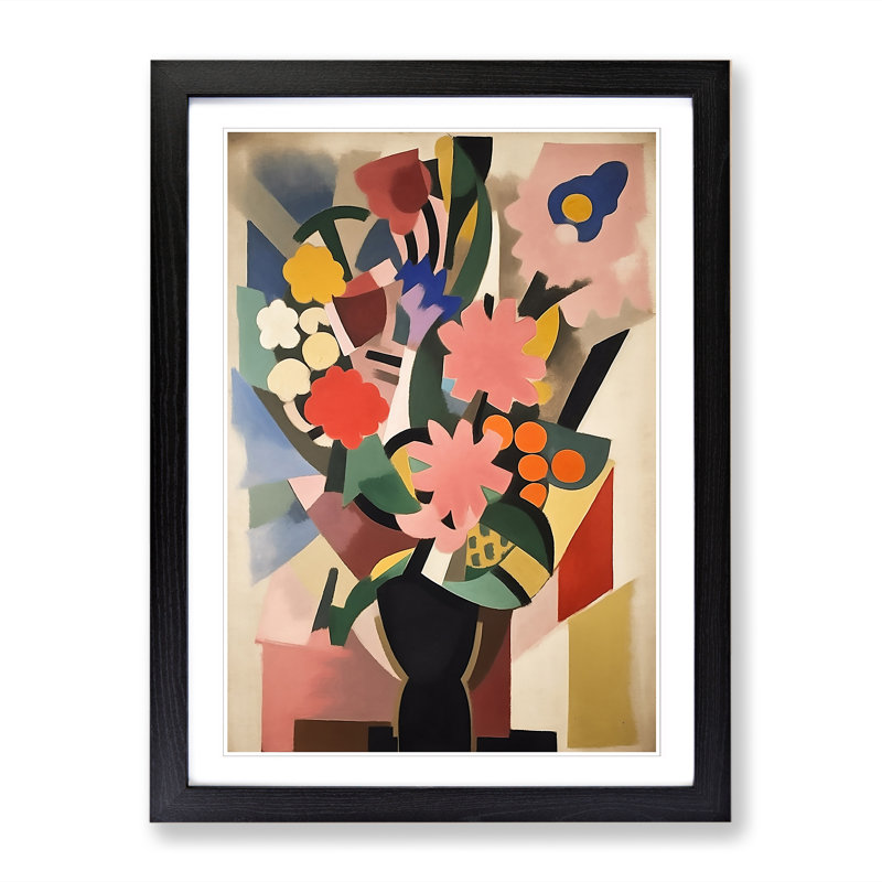 Bauhaus Flowers Vol.3 - Single Picture Frame Print, Black Framed, 64cm H x 46cm W x 2cm D