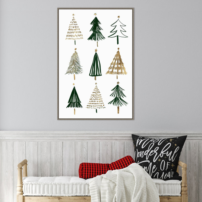 «Evergreen Trees I» par Isabelle Z - cadre flottant, impression sur toile