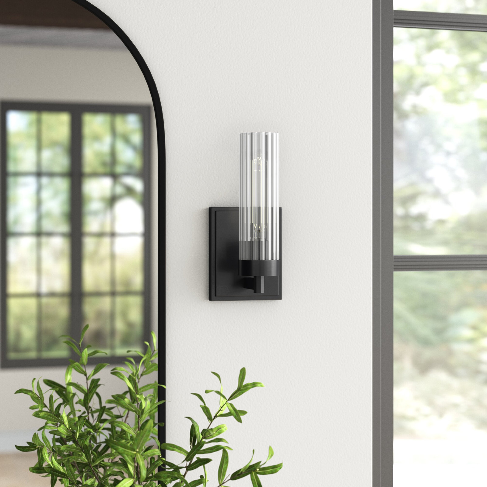 Dominique Single Light Glass Dimmable Armed Sconce