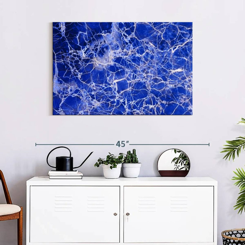 Avery Webbed Marble Blue Abstract, 24" H x 36" W
