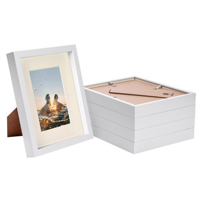 Nicola Spring - 8" x 10" White 3D Box Photo Frames - 4" x 6" Mount - Ivory