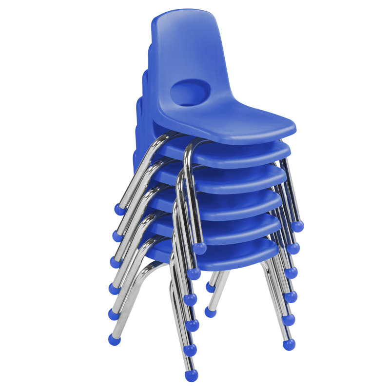 Chaise de classe empilable, Bleu, 16", Coulisses à billes
