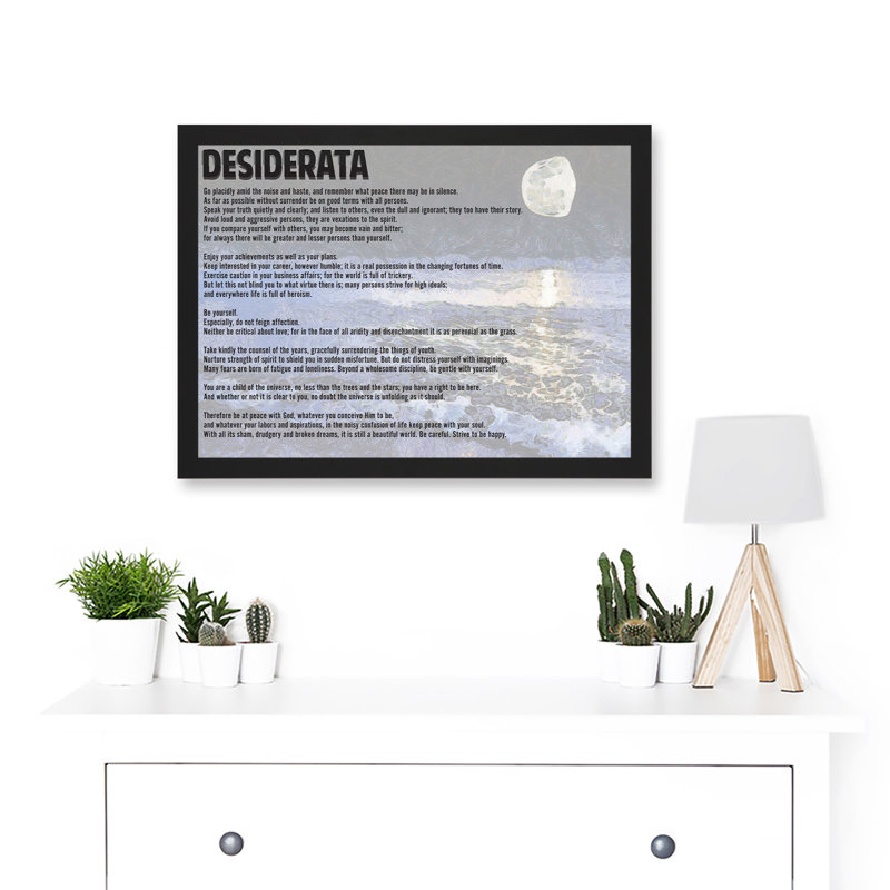 Desiderata Ehrmann Go Placidly Amid Noise Haste - Single Picture Frame Print